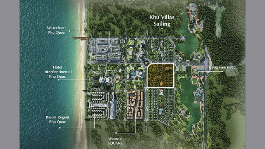 Sailing Club Villas Phu Quoc nằm trong khu phức hợp thương mại Phu Quoc Marina