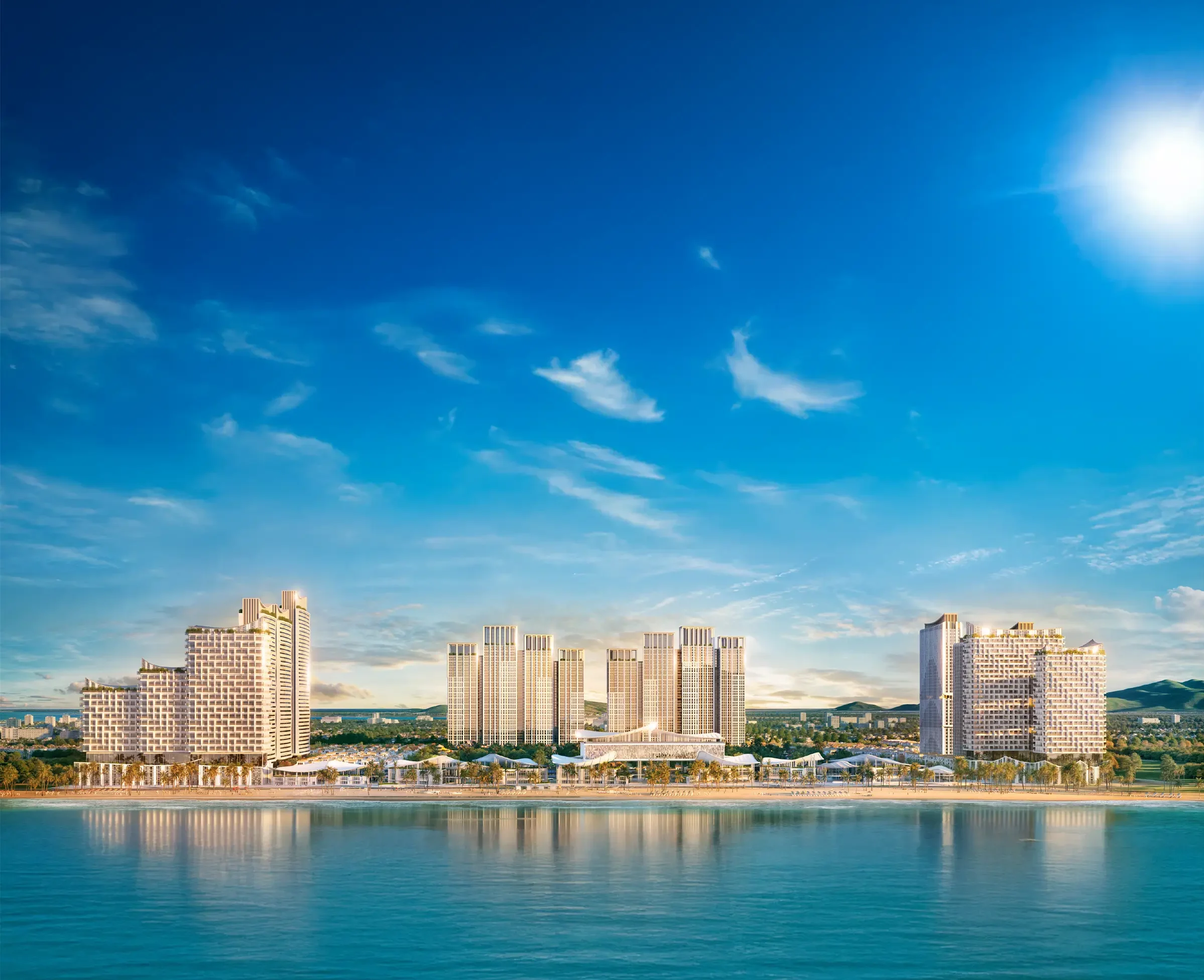 Phối cảnh biệt thự Casa Blanca City bên vịnh biển Vũng Tàu lúc hoàng hôn