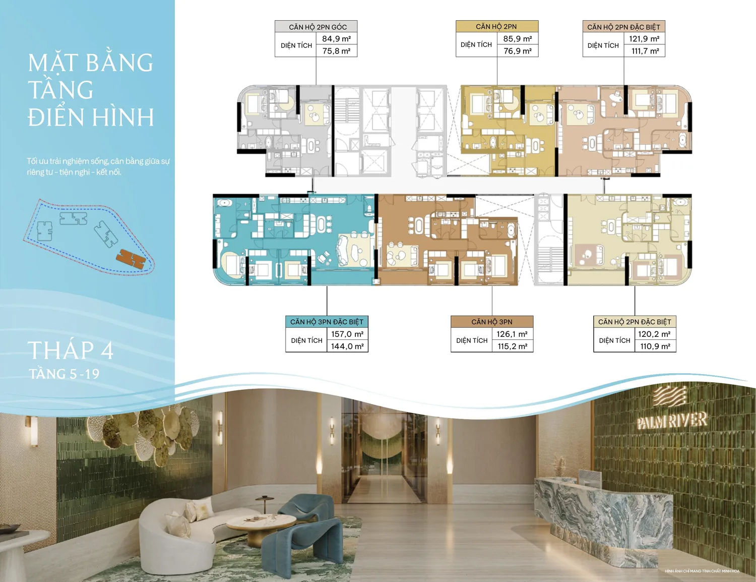 Mặt bằng tầng điển hình, Tháp 4, tầng 5–19.