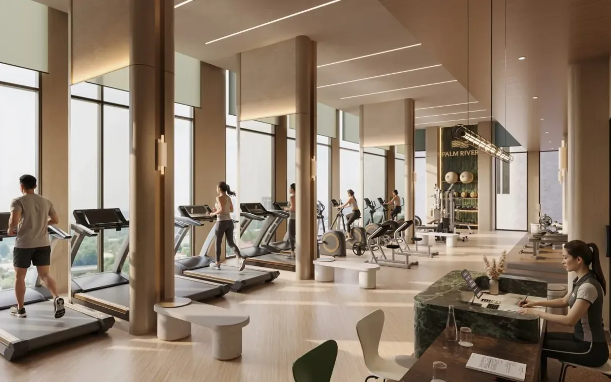 Phối cảnh tiện ích: Phòng gym hướng sông