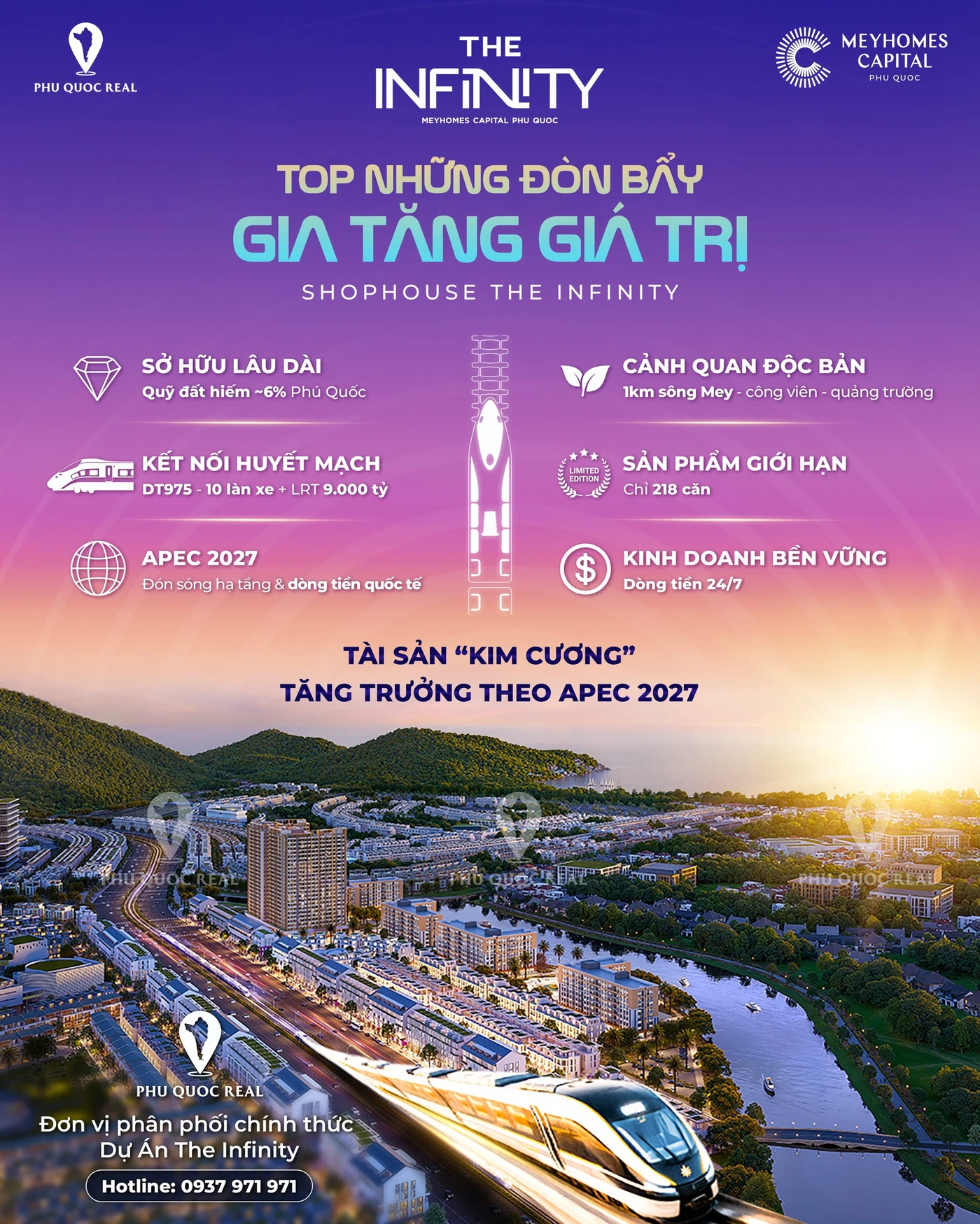 6 đòn bẩy gia tăng giá trị Shophouse The Infinity - Sở hữu lâu dài, kết nối huyết mạch, APEC 2027, cảnh quan độc bản, sản phẩm giới hạn 218 căn, kinh doanh bền vững 24/7